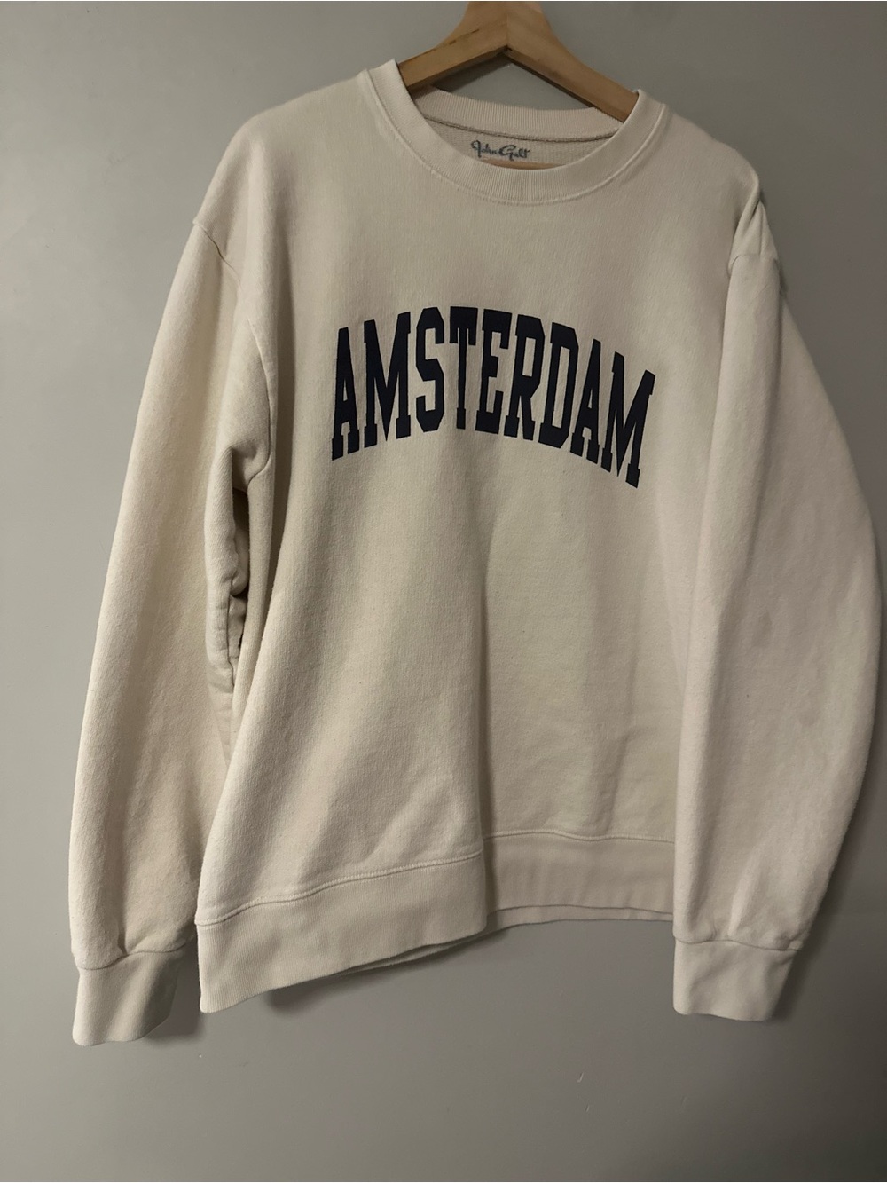 Brandy Melville Cream Sweatshirt with Navy AMSTERDAM Print
